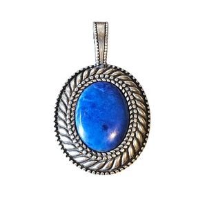 Carolyn Pollack Necklace Pendant  Enhancer Lapis Lazuli 925 Sterling Silver